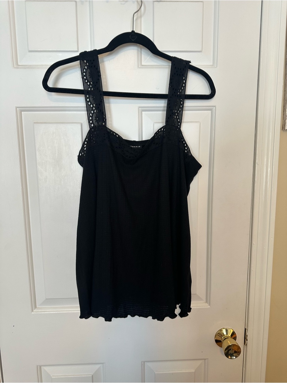 torrid Black Eyelet Strap Tank Top
